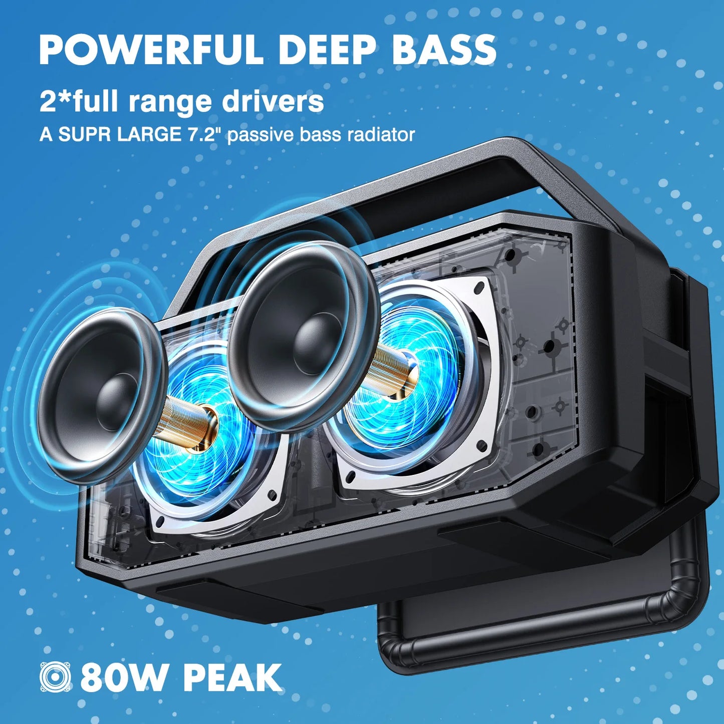 W-KING 100W Peak 60W RMS Portable Bluetooth Speaker With Deep Bass And IPX6 Waterproof
