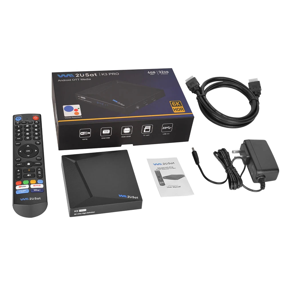 Free Sat K3 Pro 6K HDR Android Television Box WiFi
