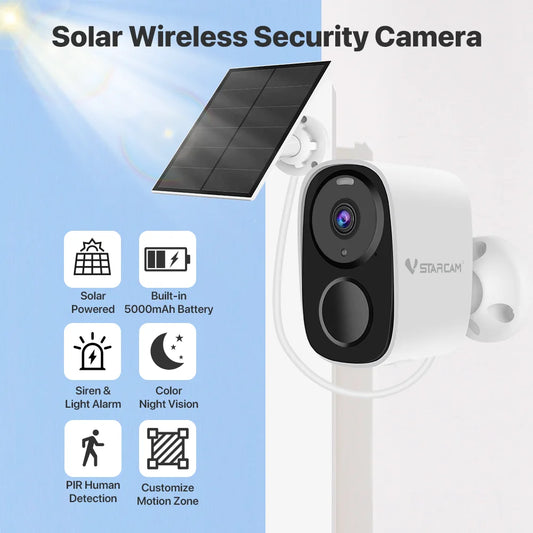 Vstarcam 2K Solar Wireless Outdoor Security Camera With Battery