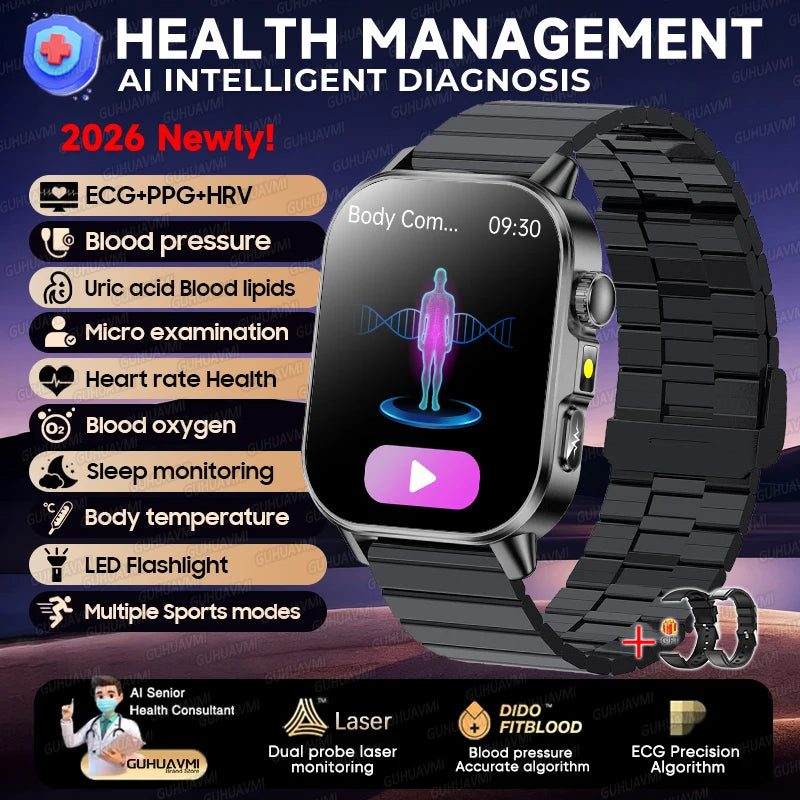 ECG PPG Health Diagnosis Smartwatch With Body Analysis