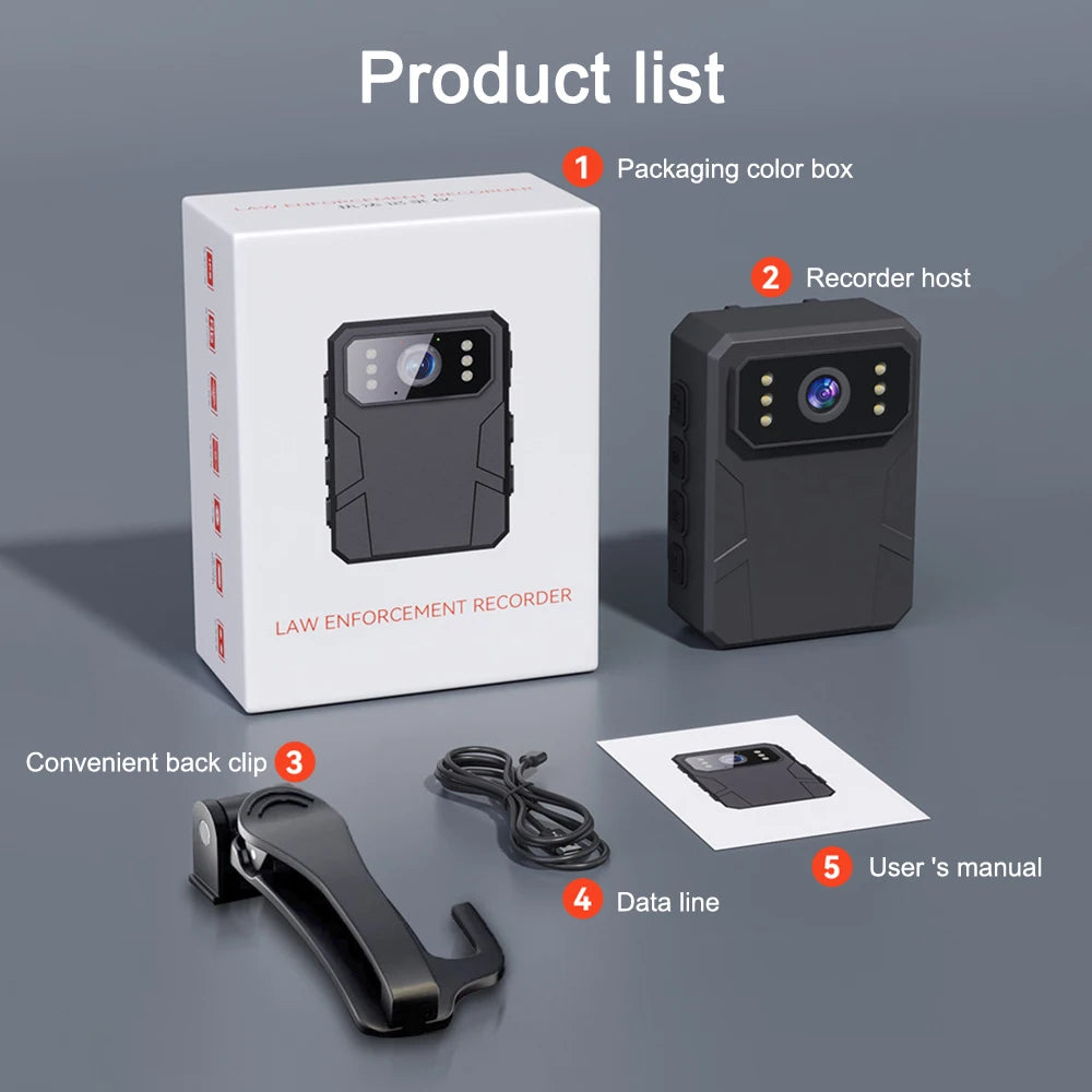 4K HD Body Worn Camera For Law Enforcement With Night Vision And Long Battery Life