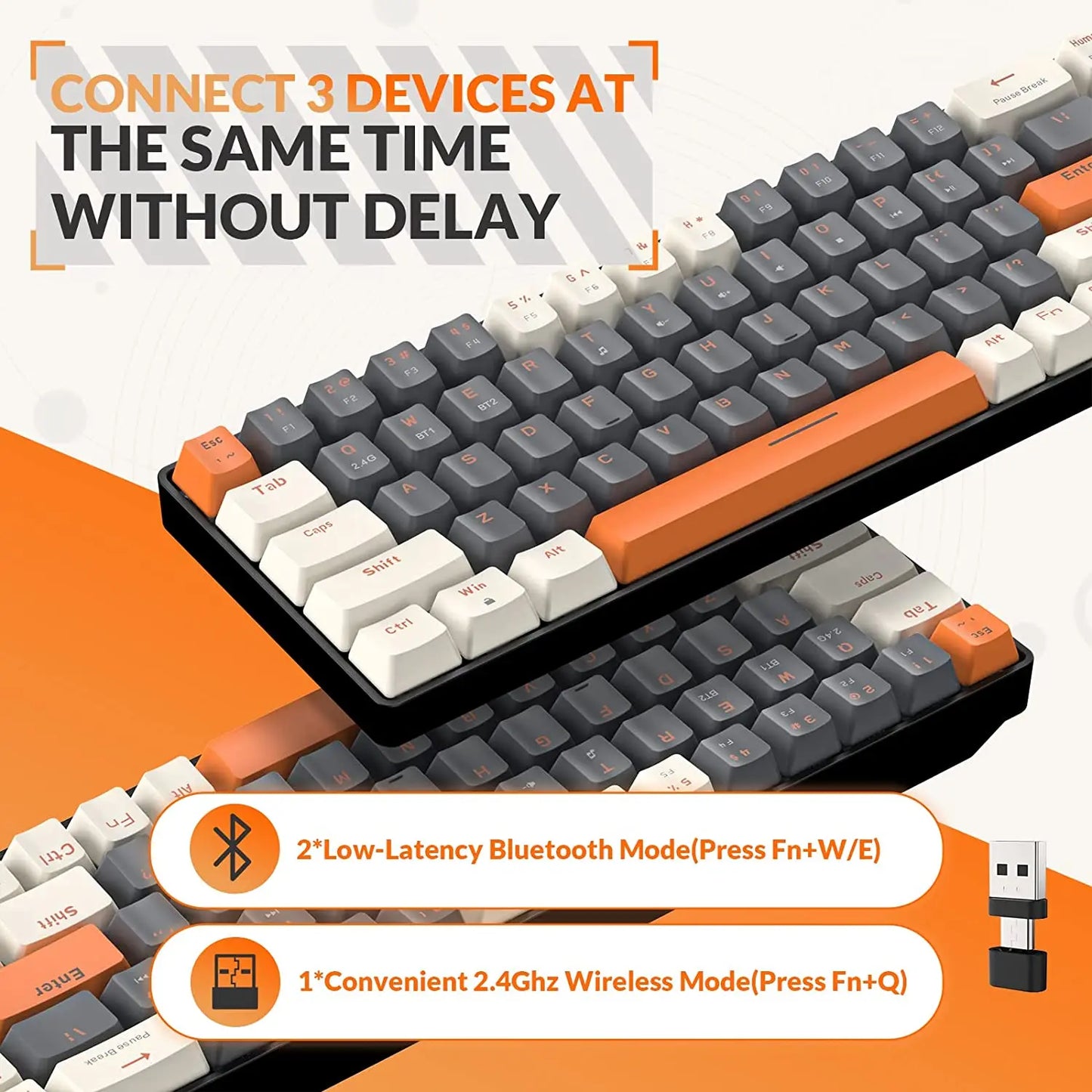 RK68 Wireless Mechanical Keyboard Dual-Mode Bluetooth 2.4GHz