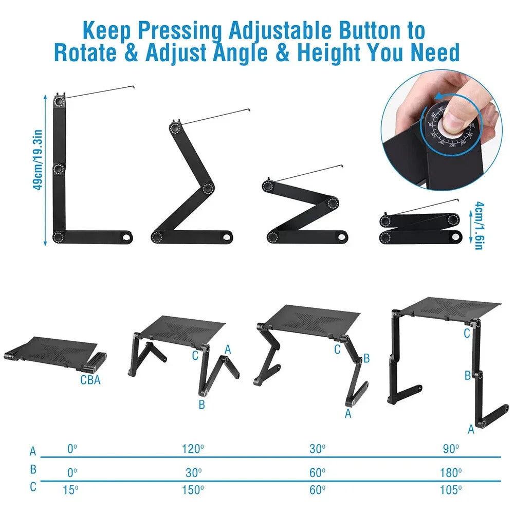 360 Degree Adjustable Aluminum Laptop Table Stand With Mouse Pad