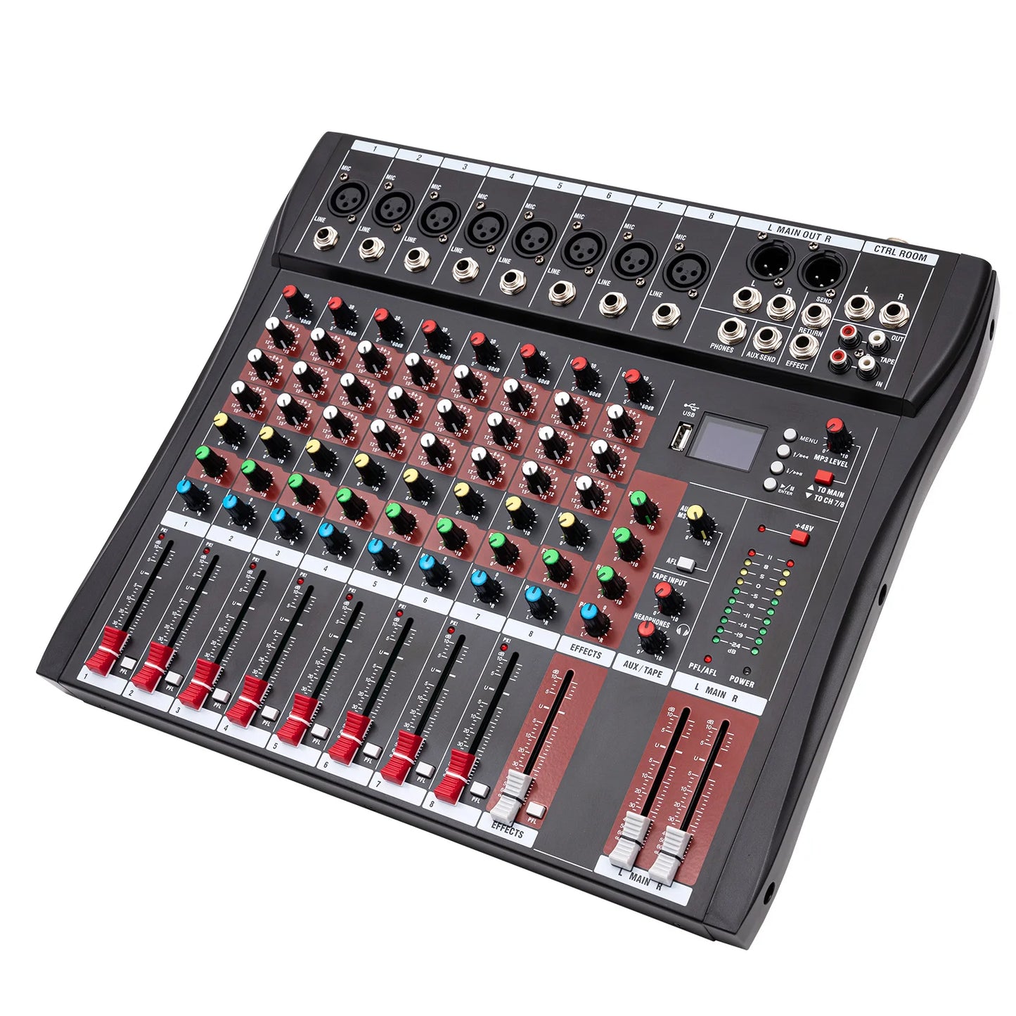 Bymaocar 7/8 Channel Professional Mixer Bluetooth USB XLR