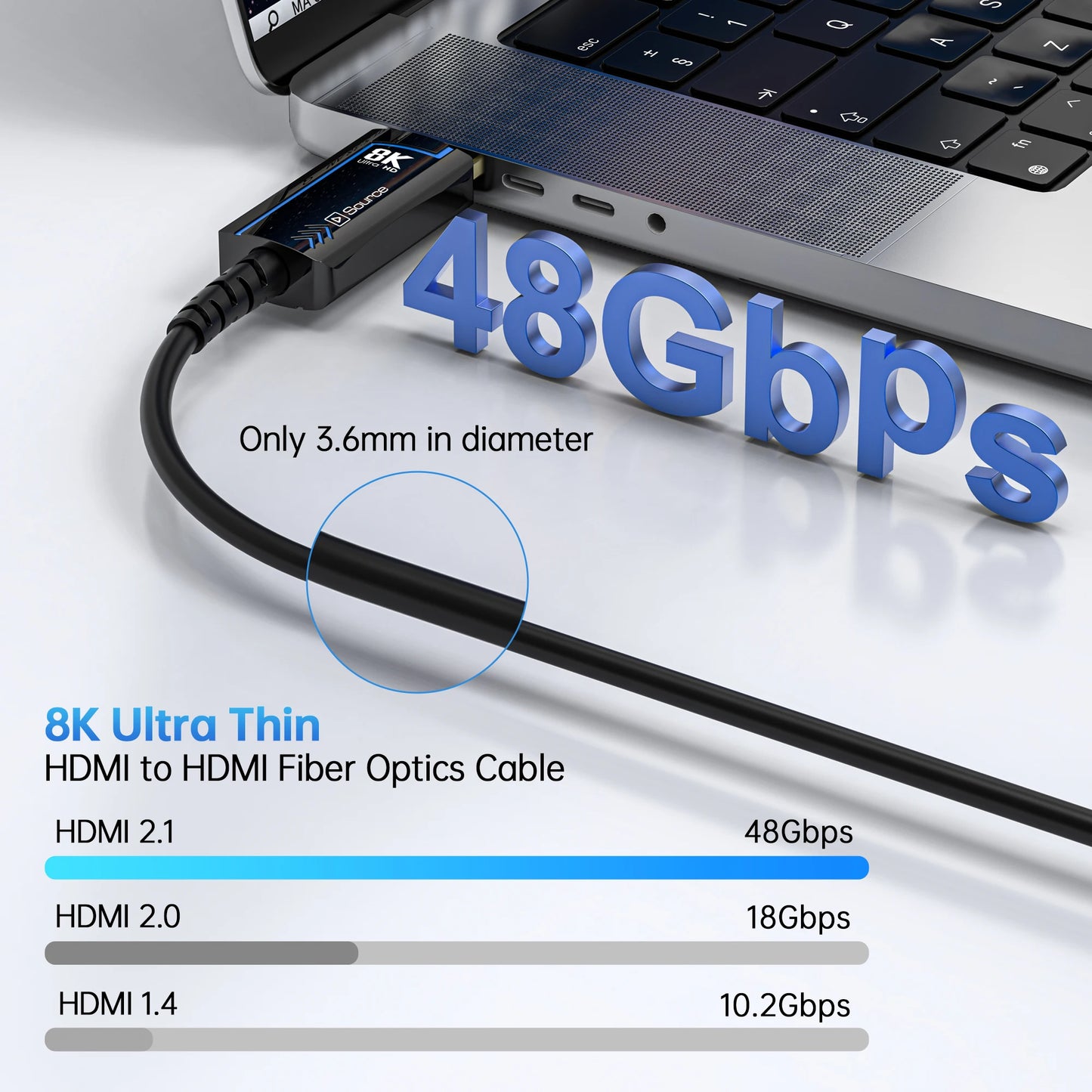 FDBRO 8K HDMI 2.1 Fiber Optic Cable Ultra High Speed