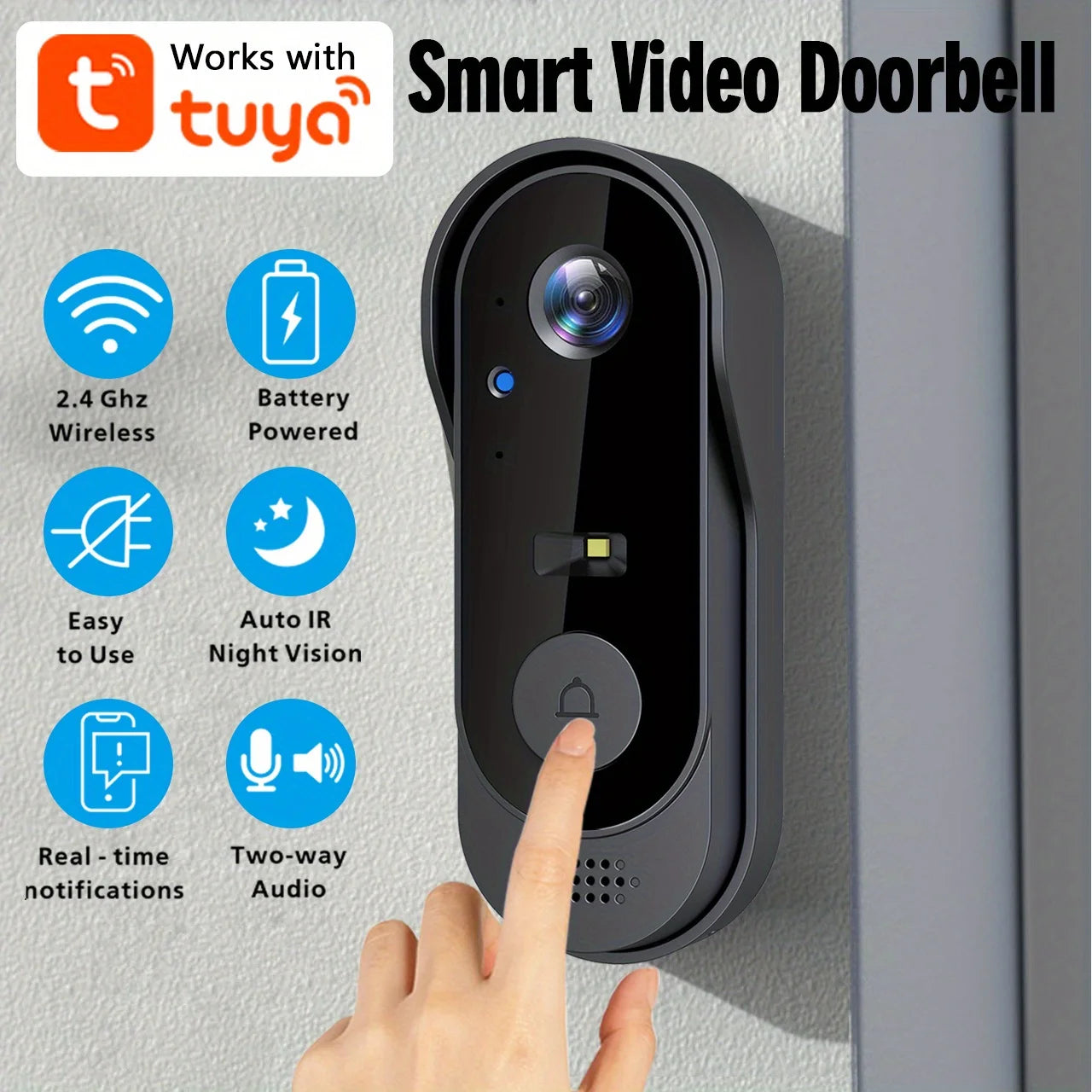 XBIBI Video Doorbell 1080P WiFi Outdoor With Two-Way Audio