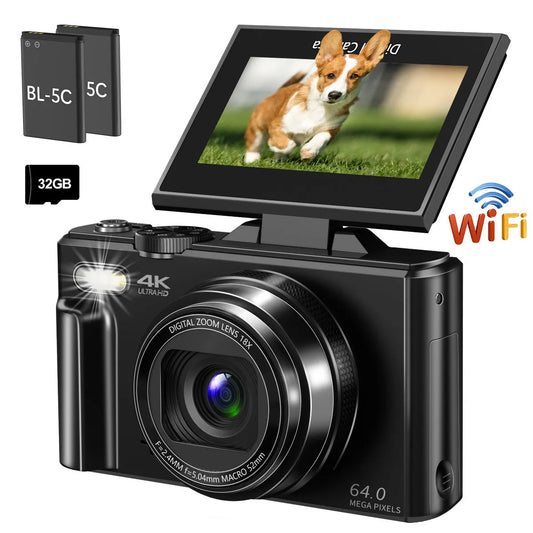CinemaQuality4K Vlogging Camera With BuiltInWiFi And 64MP StillImages For YouTube