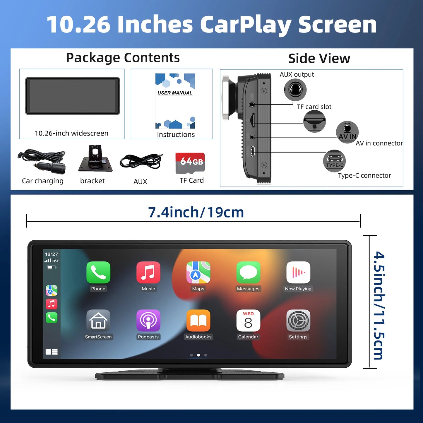 Noned Portable CarPlay Wireless Car Stereo With Android Auto