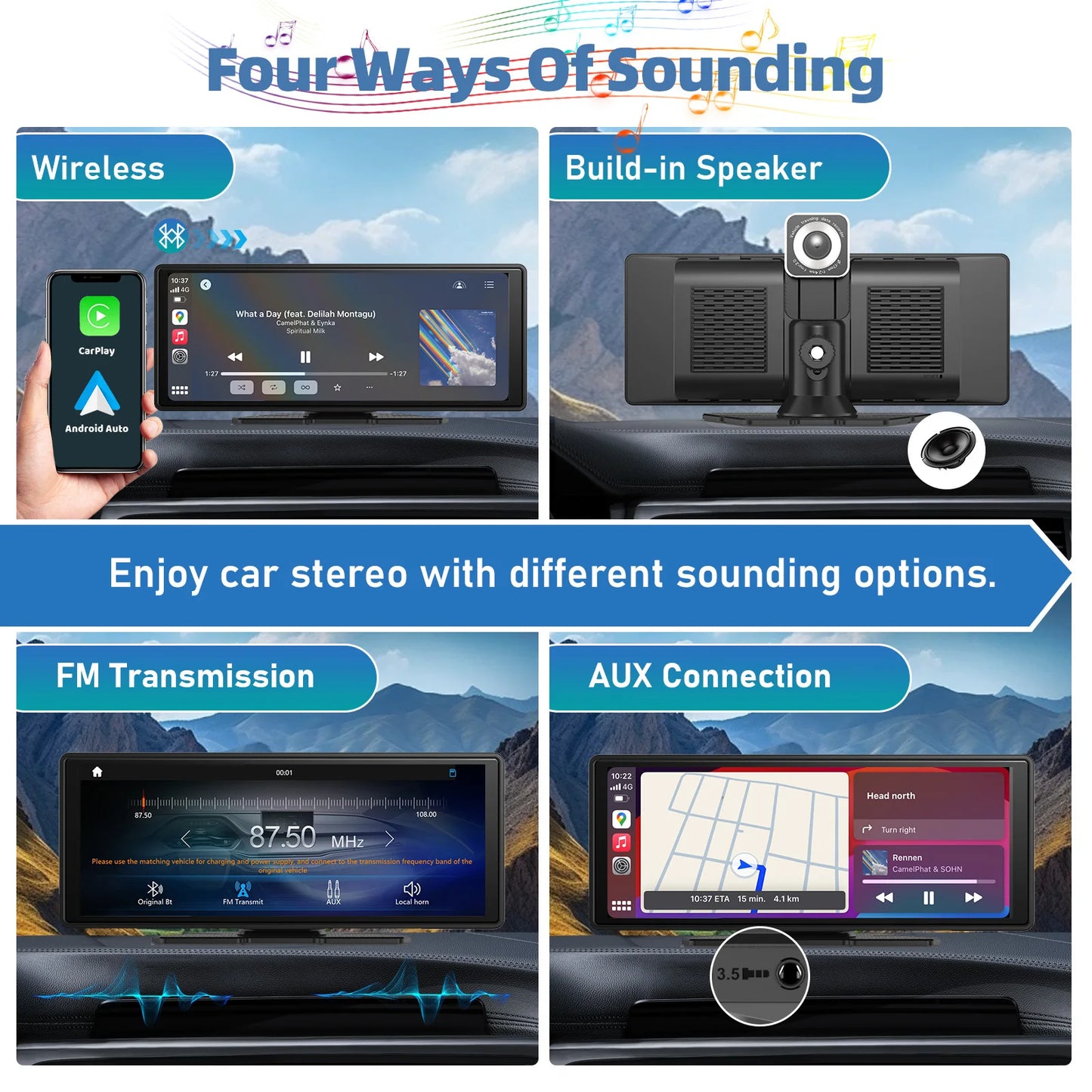 Noned Portable CarPlay Wireless Car Stereo With Android Auto