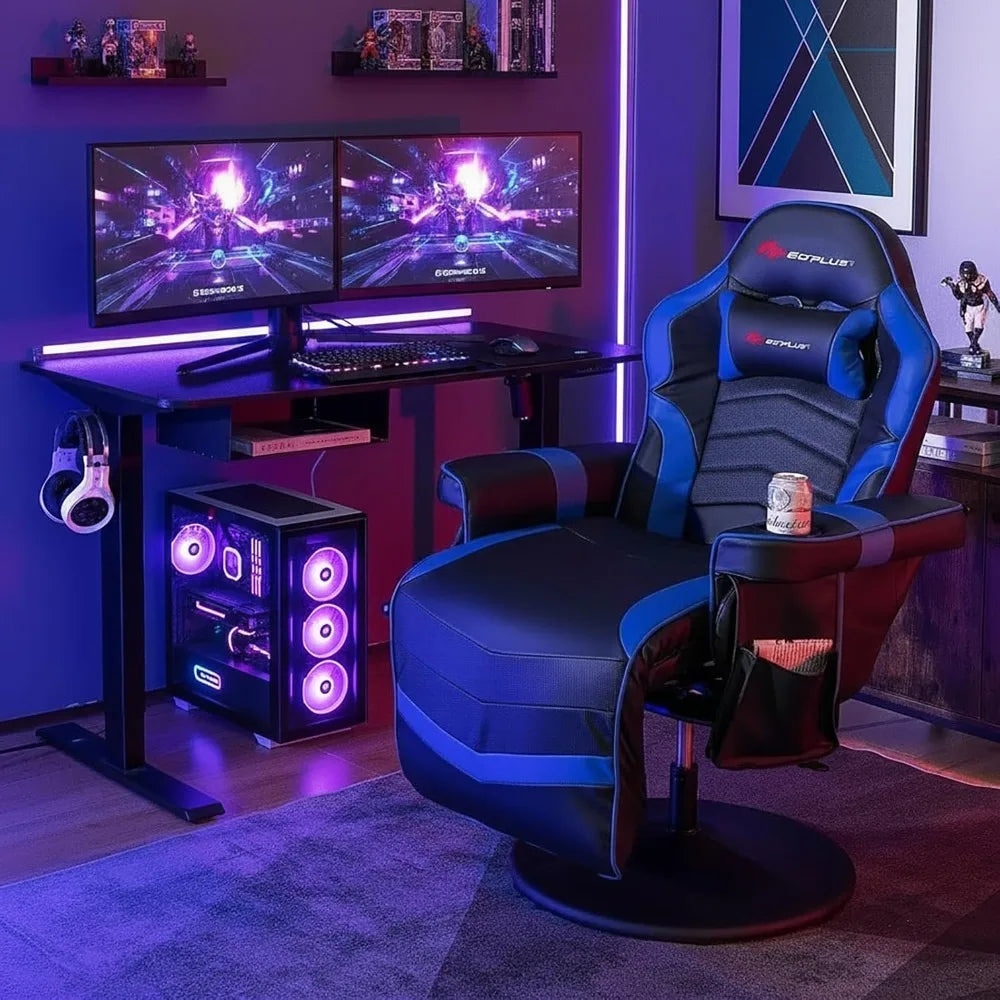 Adjustable Massage Gaming Recliner With Cup Holder Footrest