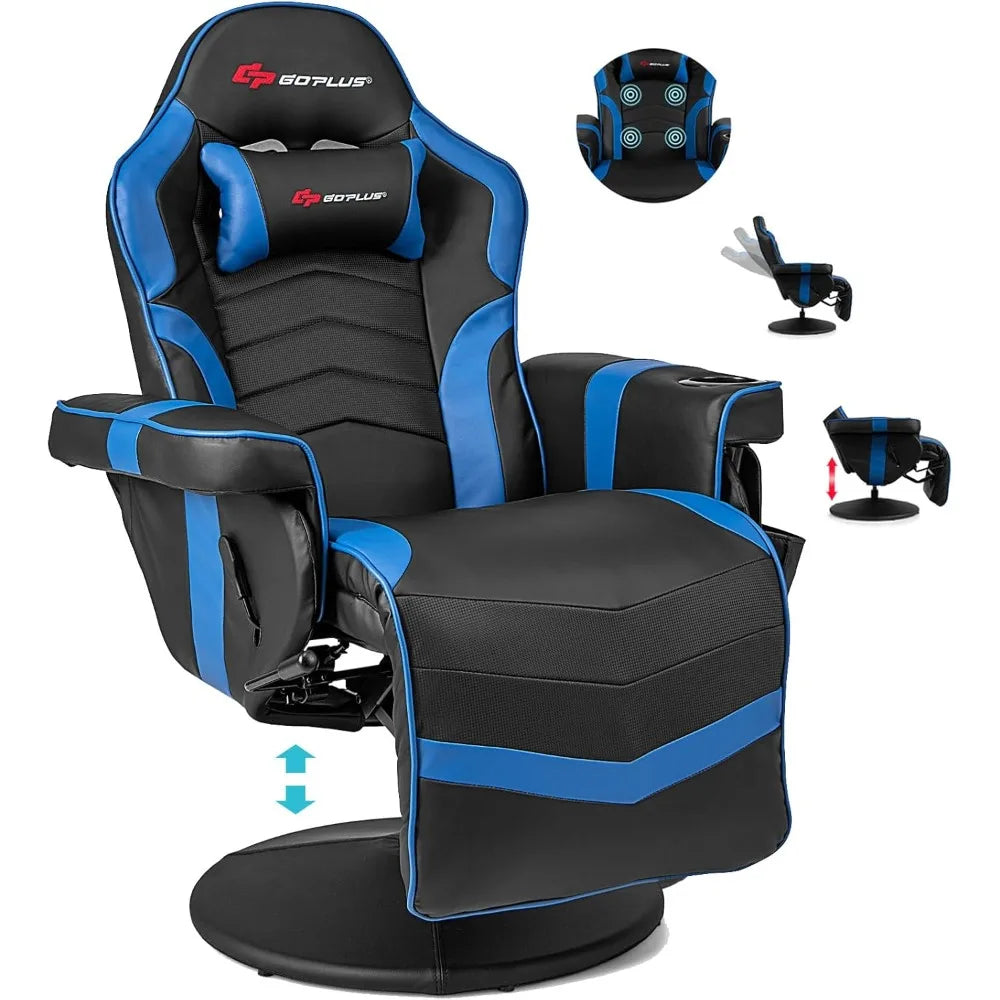 Adjustable Massage Gaming Recliner With Cup Holder Footrest