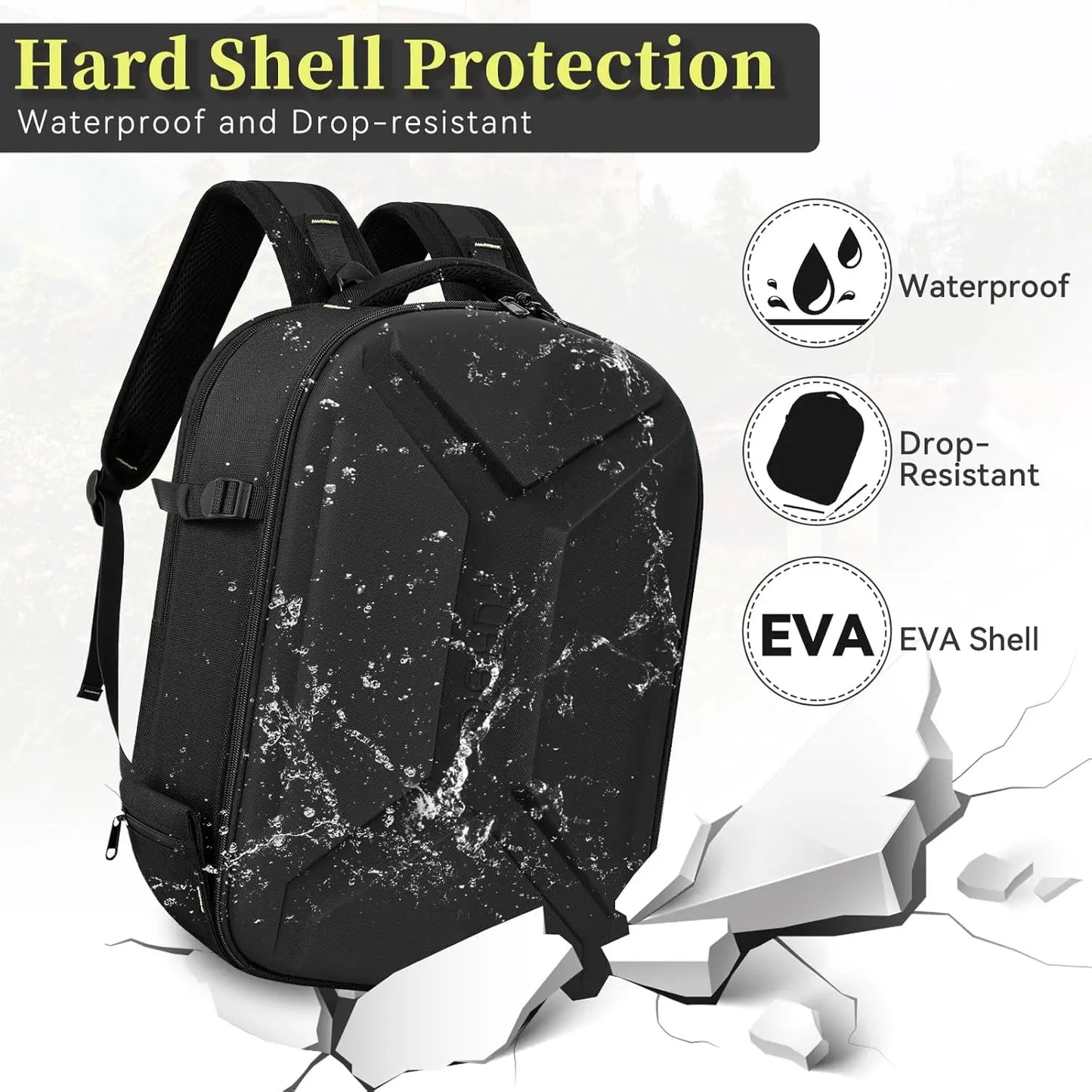 XMSJ Hardshell Camera Backpack Waterproof Tripod Holder And Laptop Compartment