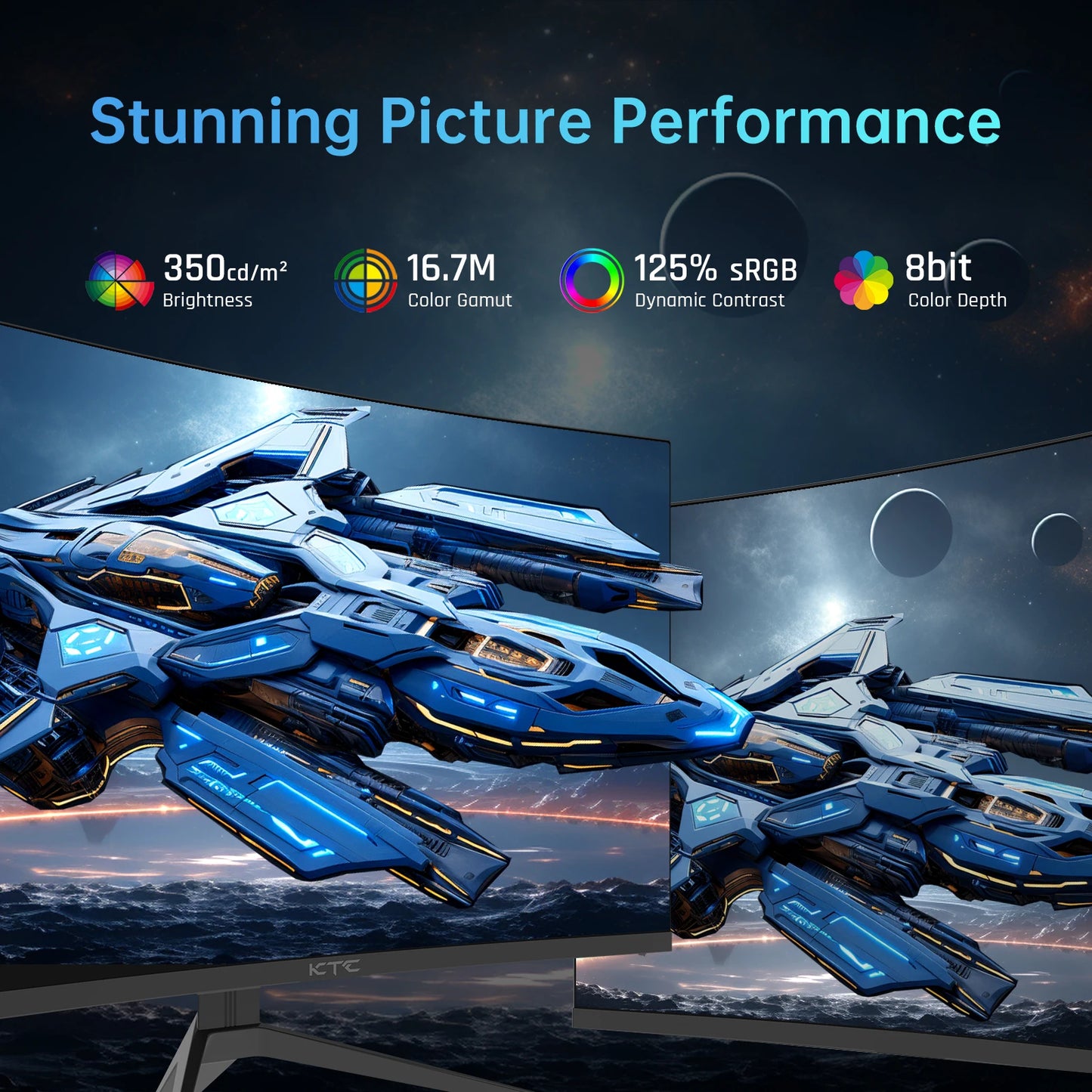 KTC Curved Gaming Monitor 240Hz 1ms HDR10 GSync FreeSync