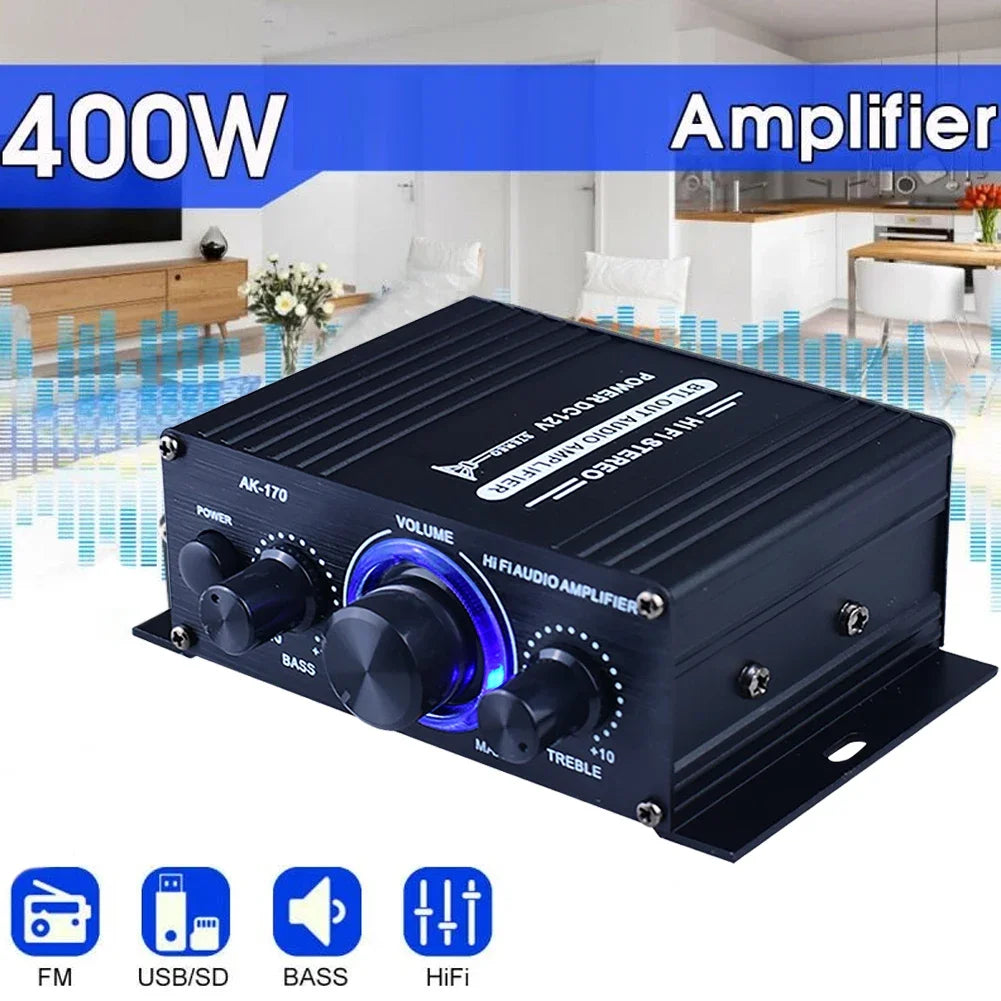 VODOOL AK380 2 Channel Bluetooth 5.0 Audio Power Amplifier