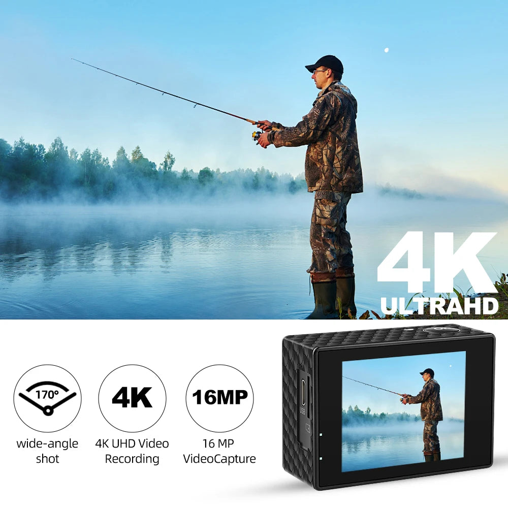 OURLIFE Action Camera Ultra HD 4K 30FPS WiFi 16MP Underwater