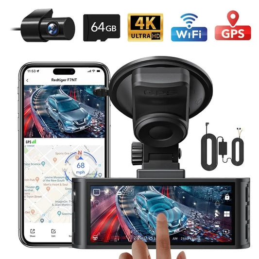 Redtig 4K Dash Camera Front And Rear WiFi GPS Dual