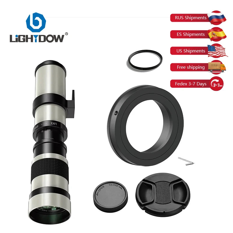 Lightdow Telephoto Zoom Lens Manual Focus with UV Filter