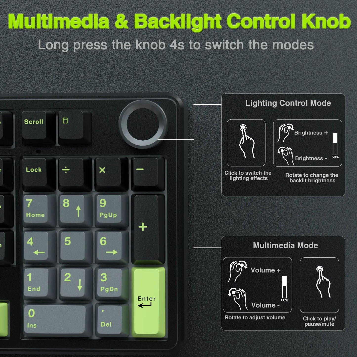 AULA F99 Pro 96 Percent Gasket Mounted Wireless Gaming Keyboard With Media Knob Controller