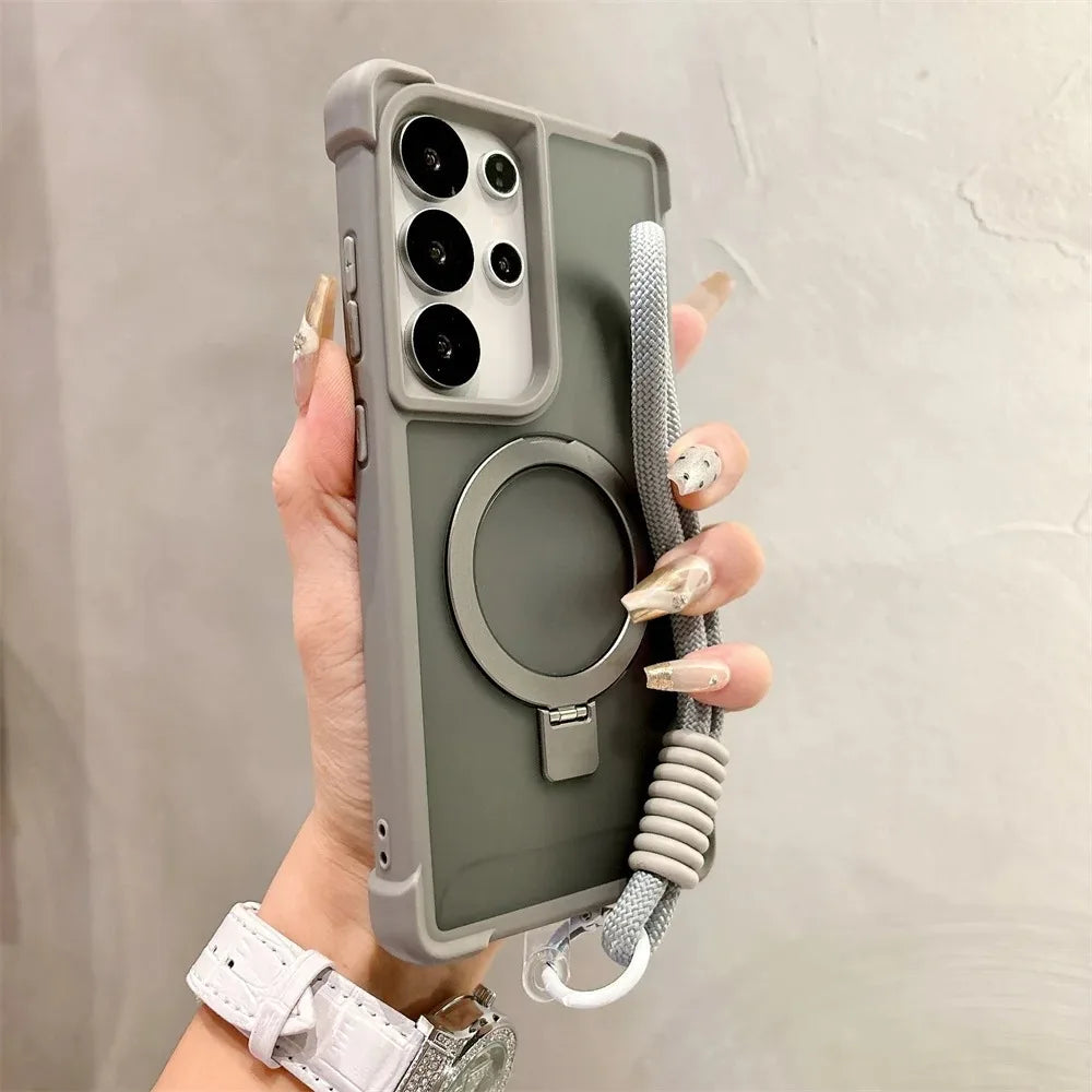 Magnetic Armor Case With Folding Stand For Galaxy S Series