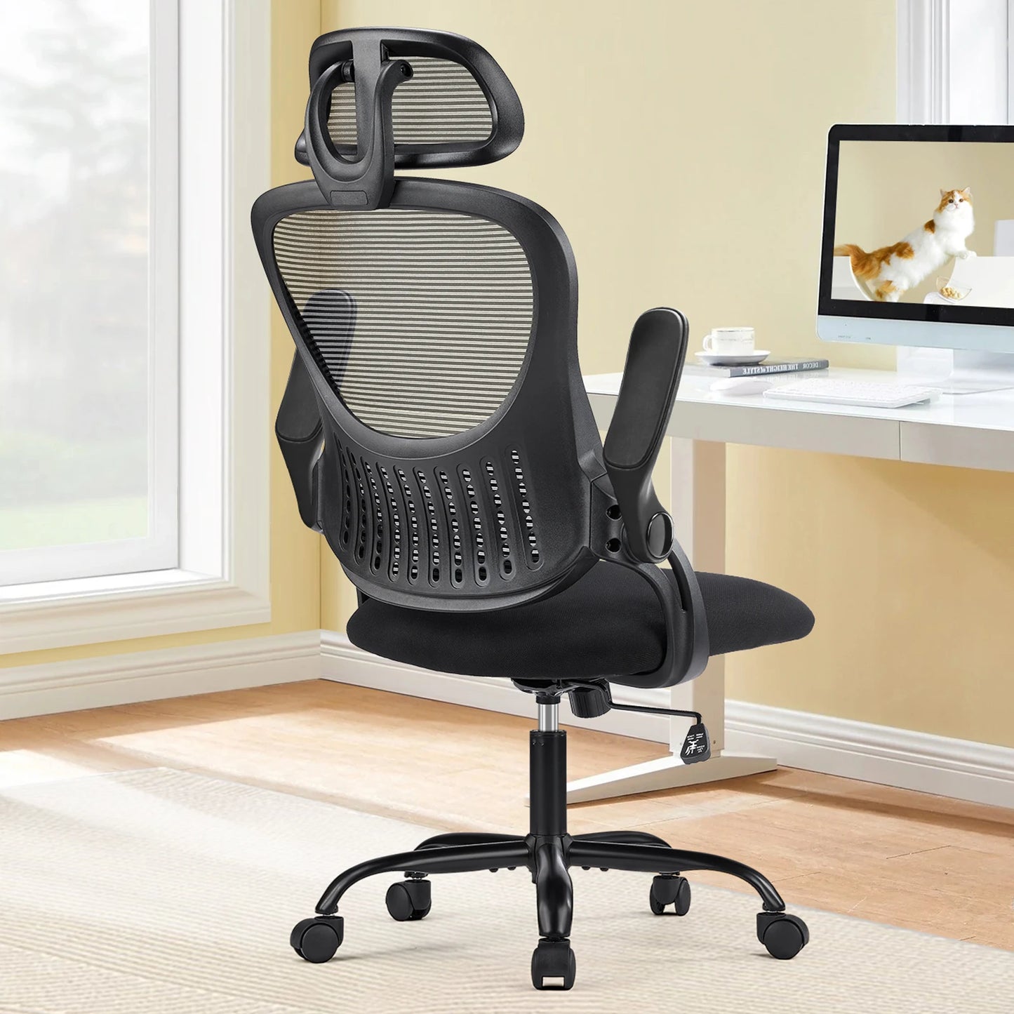 JHK Mesh Ergonomic Office Chair With Adjustable Flip Up Arms
