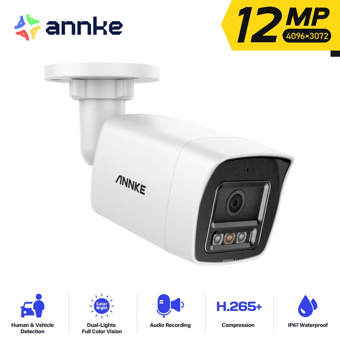 ANNKE 12MP 3K Smart PoE Security Camera IP67 Night Vision