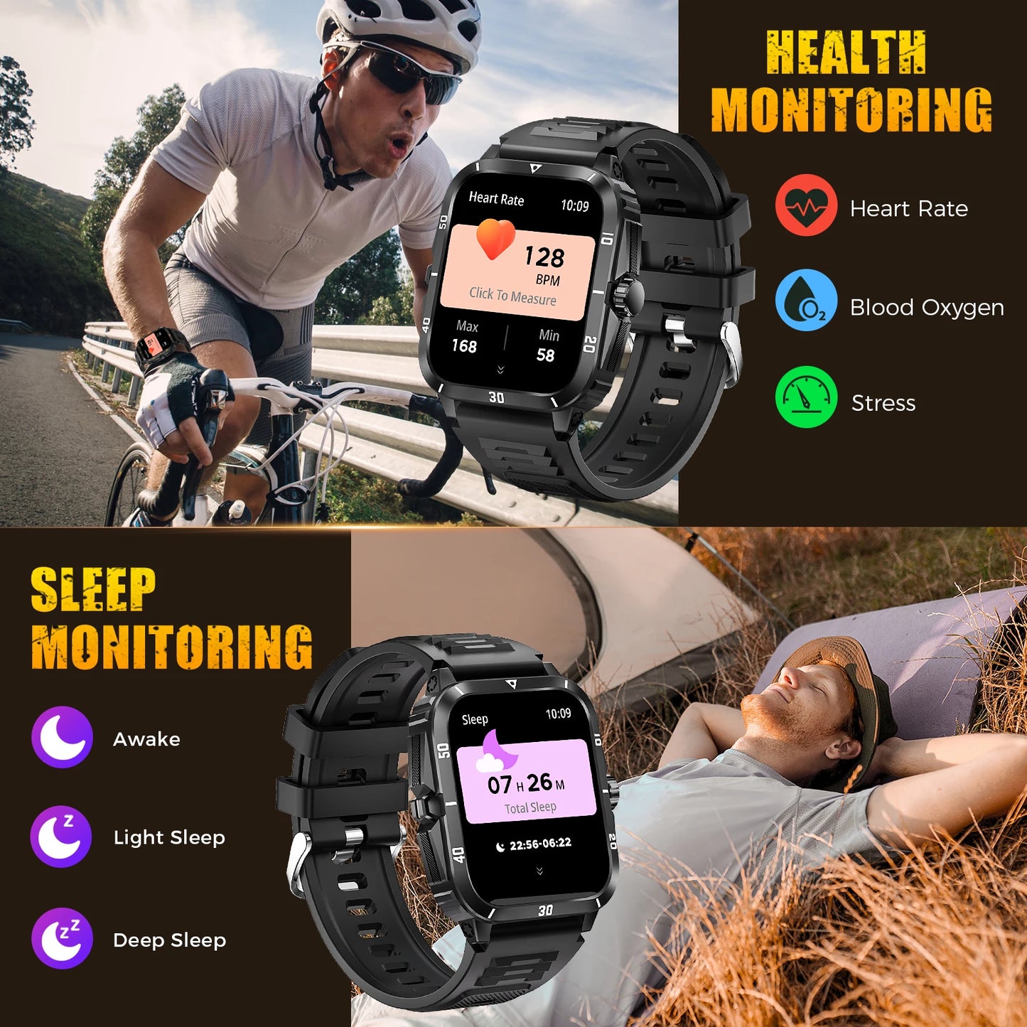 LaNikar KT71 Smart Watch 3ATM Fitness Tracker With Heart Rate