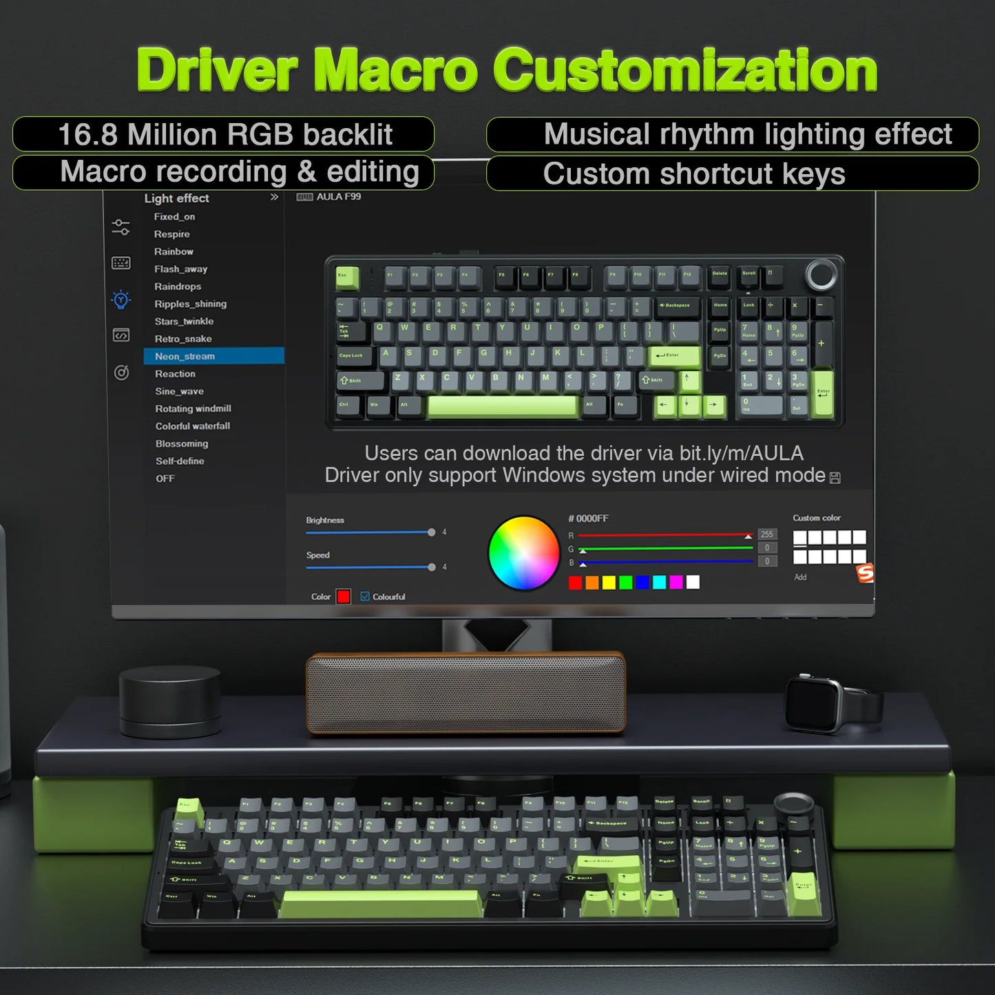 AULA F99 Pro 96 Percent Gasket Mounted Wireless Gaming Keyboard With Media Knob Controller