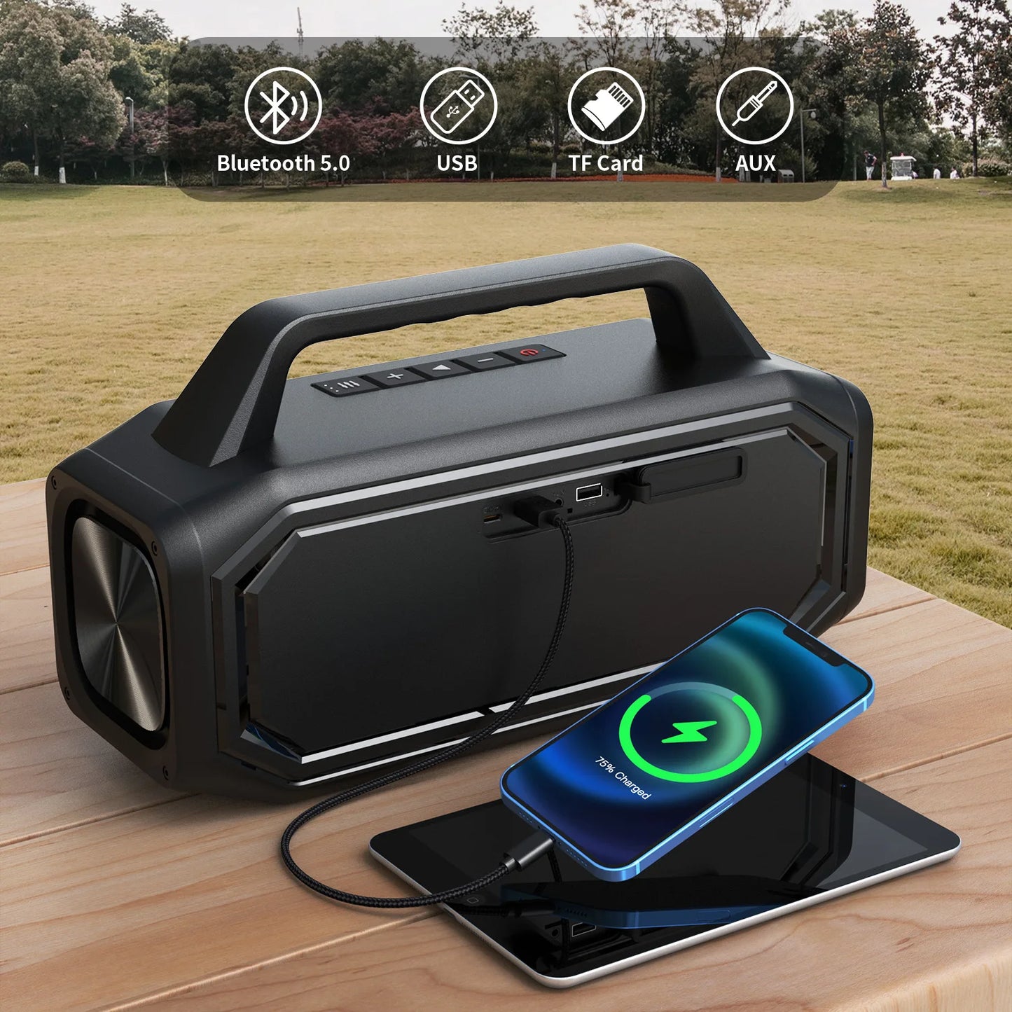 W-King 80W Bluetooth Portable Outdoor Speaker With Bass Boost