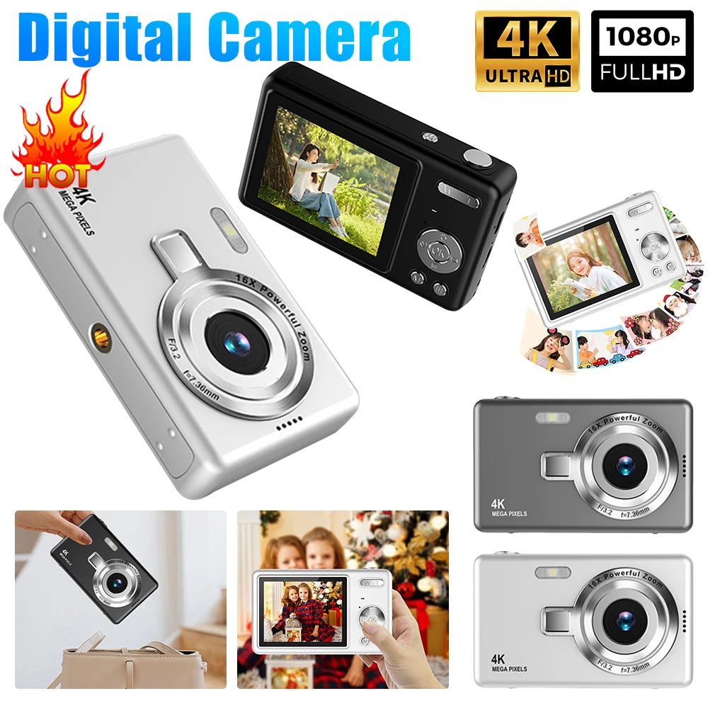 4K UltraHD 96MP Portable ProfessionalGradeVloggingCamera With 16xDigitalZoom IPS Display