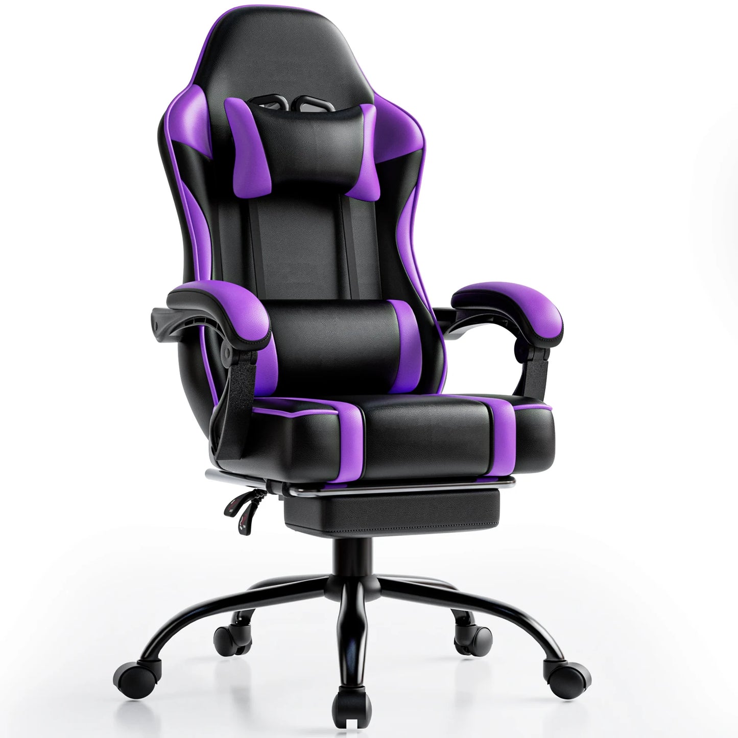 Gaming Chair With Footrest PU Leather For Adults Gamer