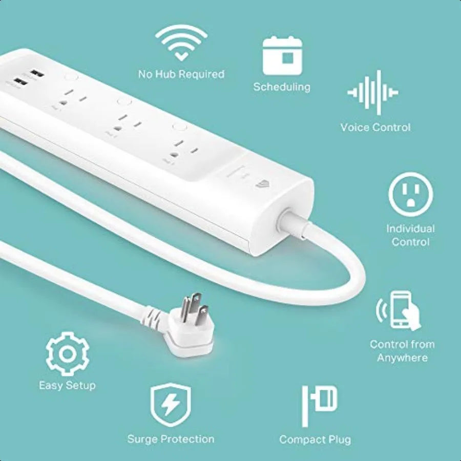 Kasa KP303 Smart Power Strip AlexaCompatible SurgeProtector With OutletsAndUSBPorts