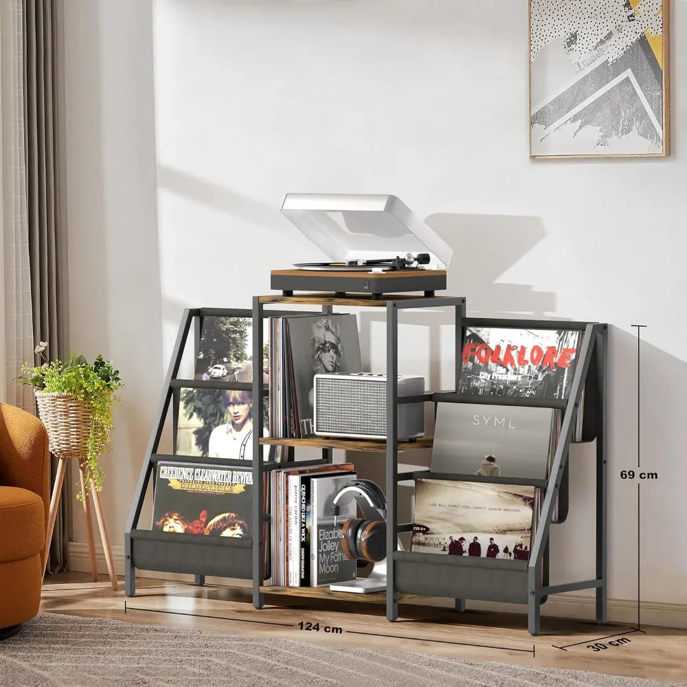 Vinyl Record Player Stand With Storage For 280 Albums