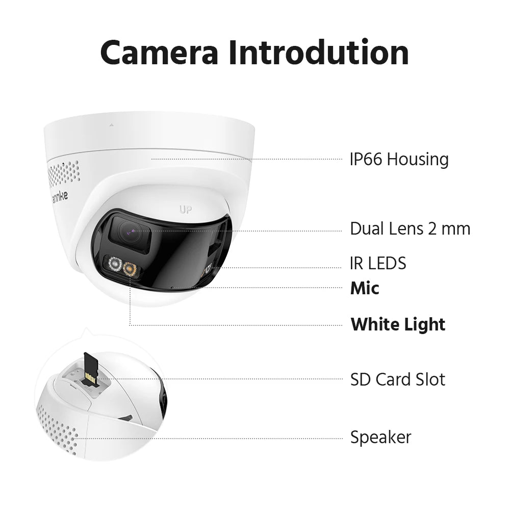 ANNKE 8MP Dual Lens IP Camera Featuring Two Way Audio
