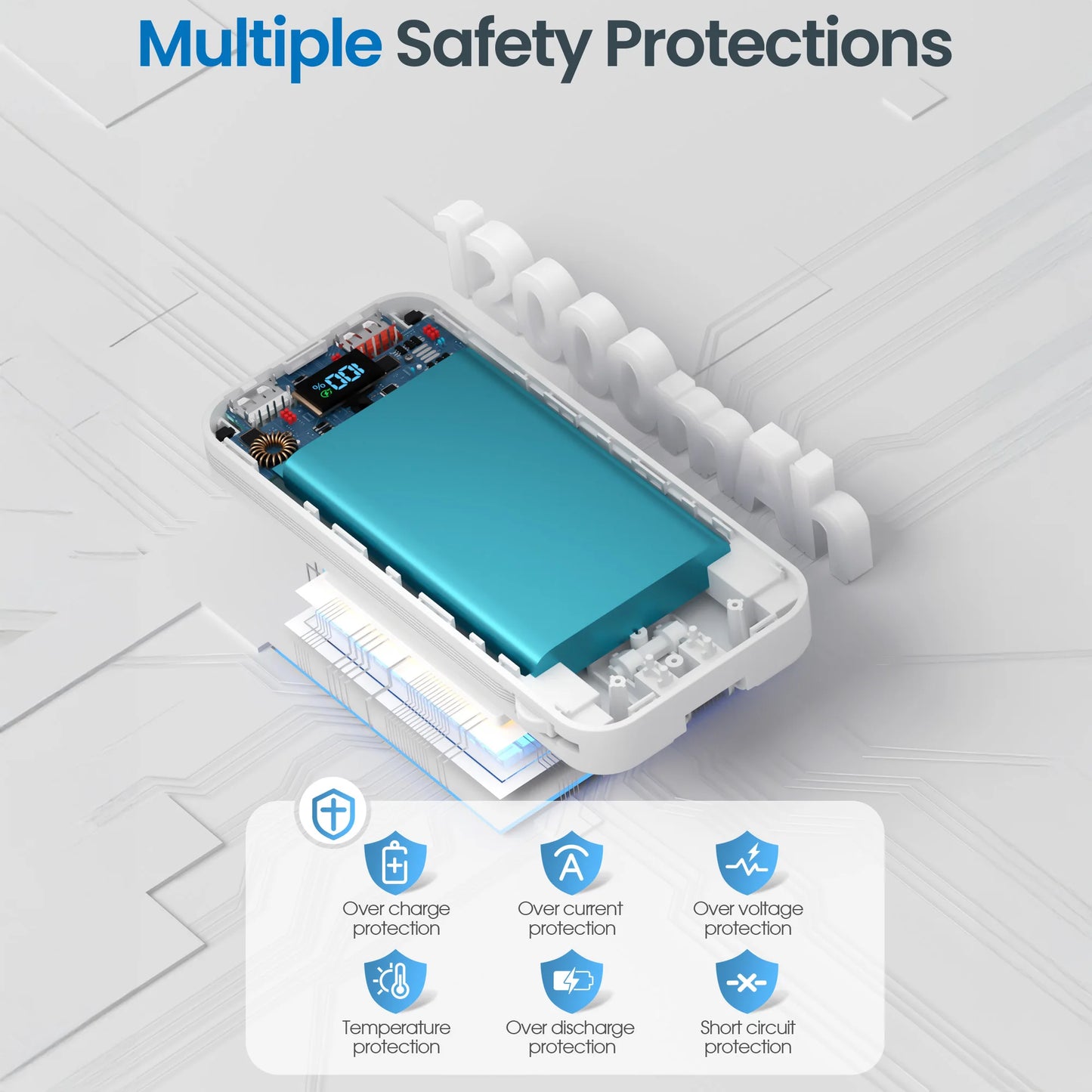 Portable Power Bank 12000mAh With Built In Cables PD 20W