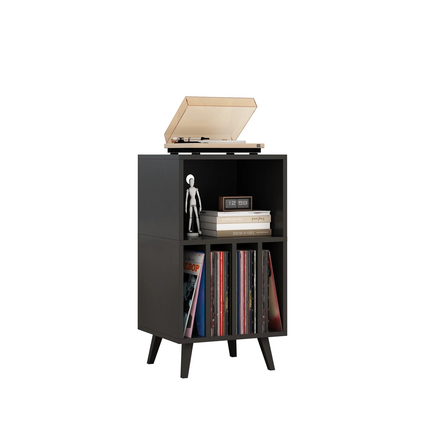 Record Player Turntable Stand With Storage Cabinet