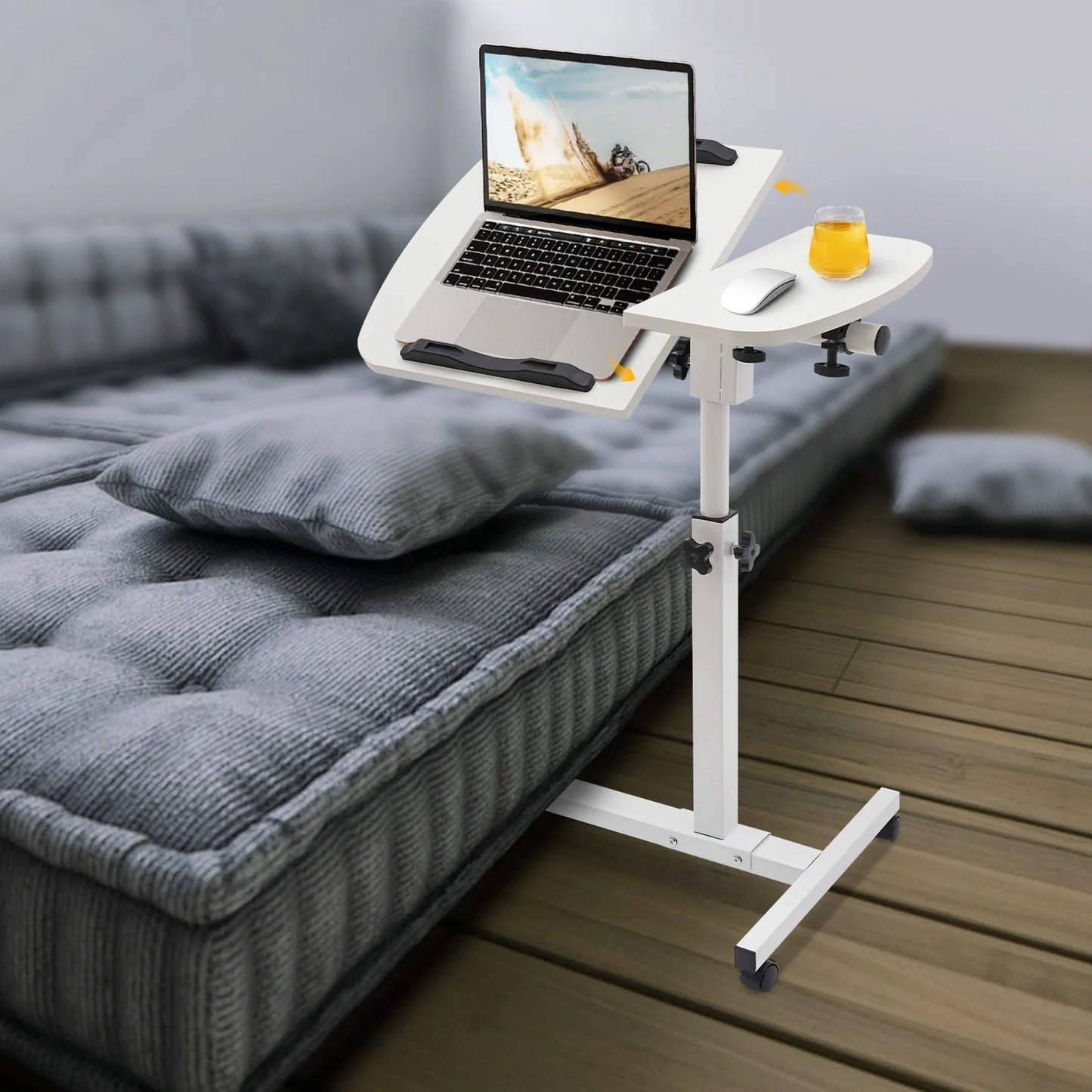 Laptop Stand Rolling Table Height Adjustable Tiltable Side Table