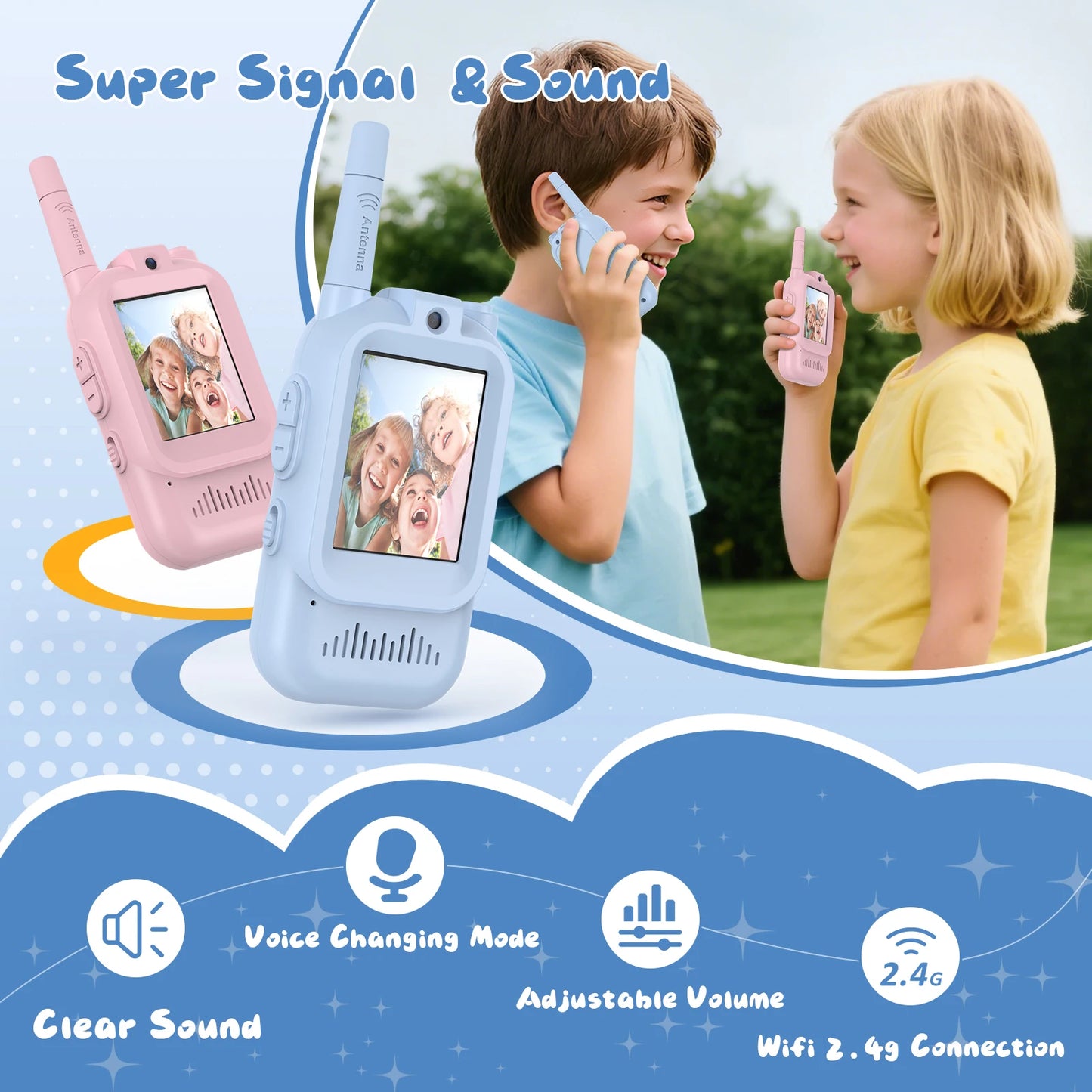 NONECN Kids Video Walkie Talkie Toys 2 Pack HD Camera