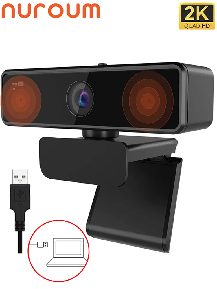 Nuroum V11 2K Webcam 1080P 60FPS USB Plug And Play