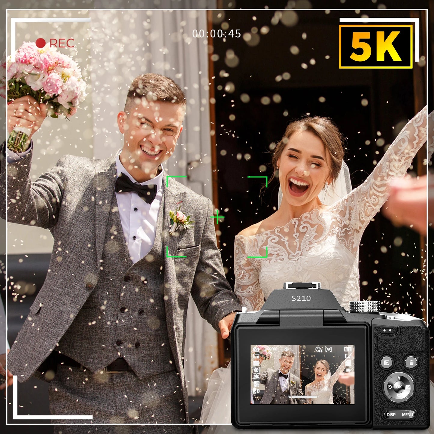 NBD 5K 64MP Camera With 16x Optical Zoom WiFi App Control Vlogging Autofocus