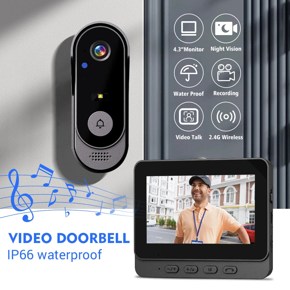 2.4G Wireless Video Doorbell Camera With Night Vision