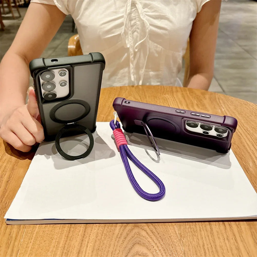 Magnetic Armor Case With Folding Stand For Galaxy S Series