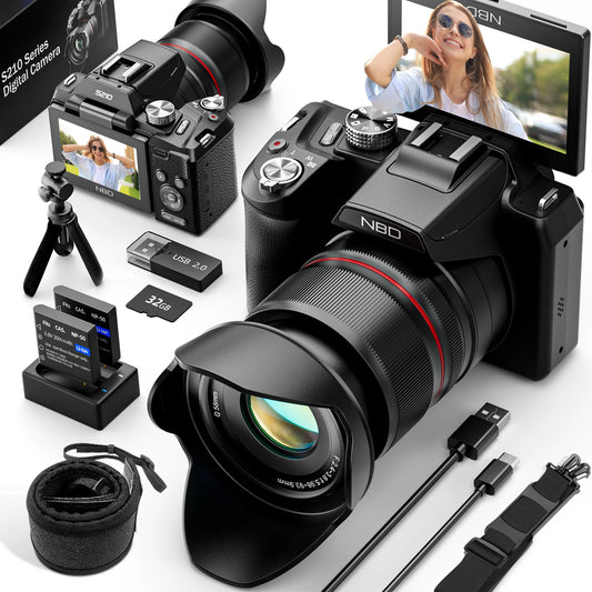 NBD 5K 64MP Camera With 16x Optical Zoom WiFi App Control Vlogging Autofocus