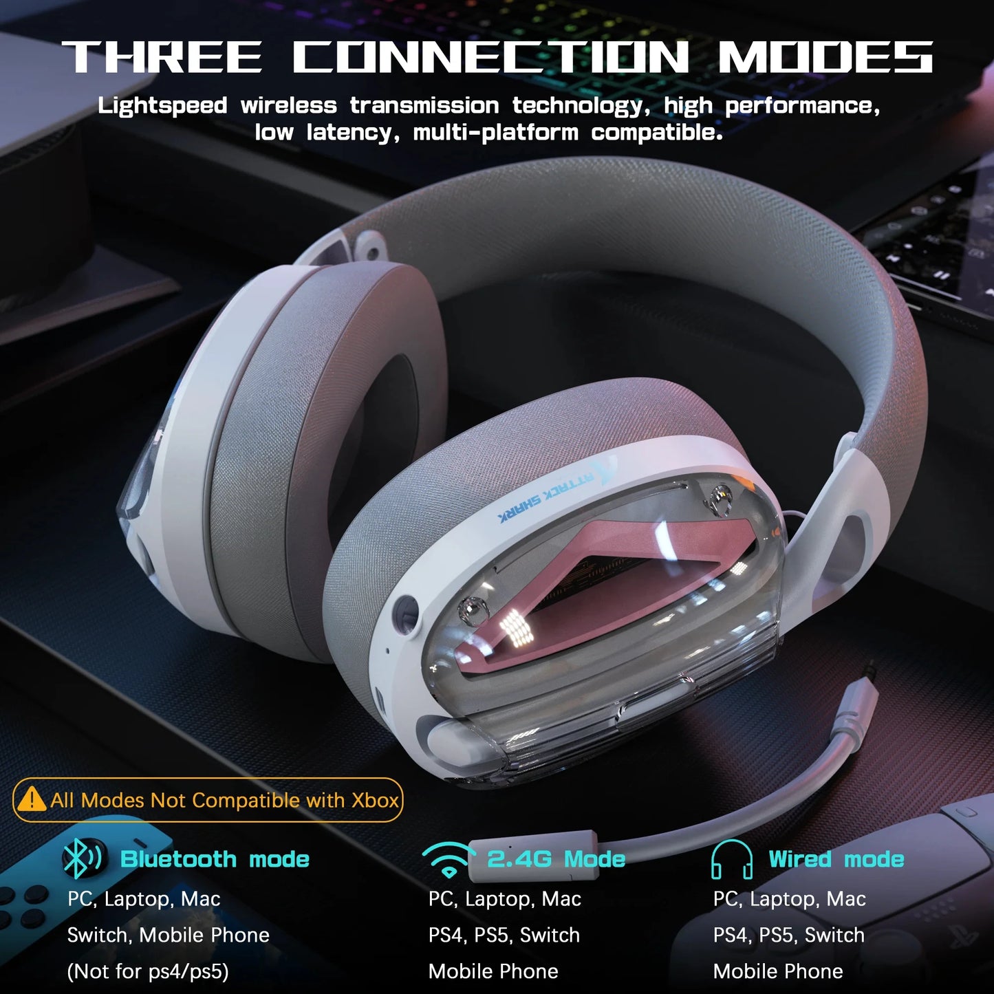 Attack Shark L60 Ultralight Tri-Mode Gaming Headset