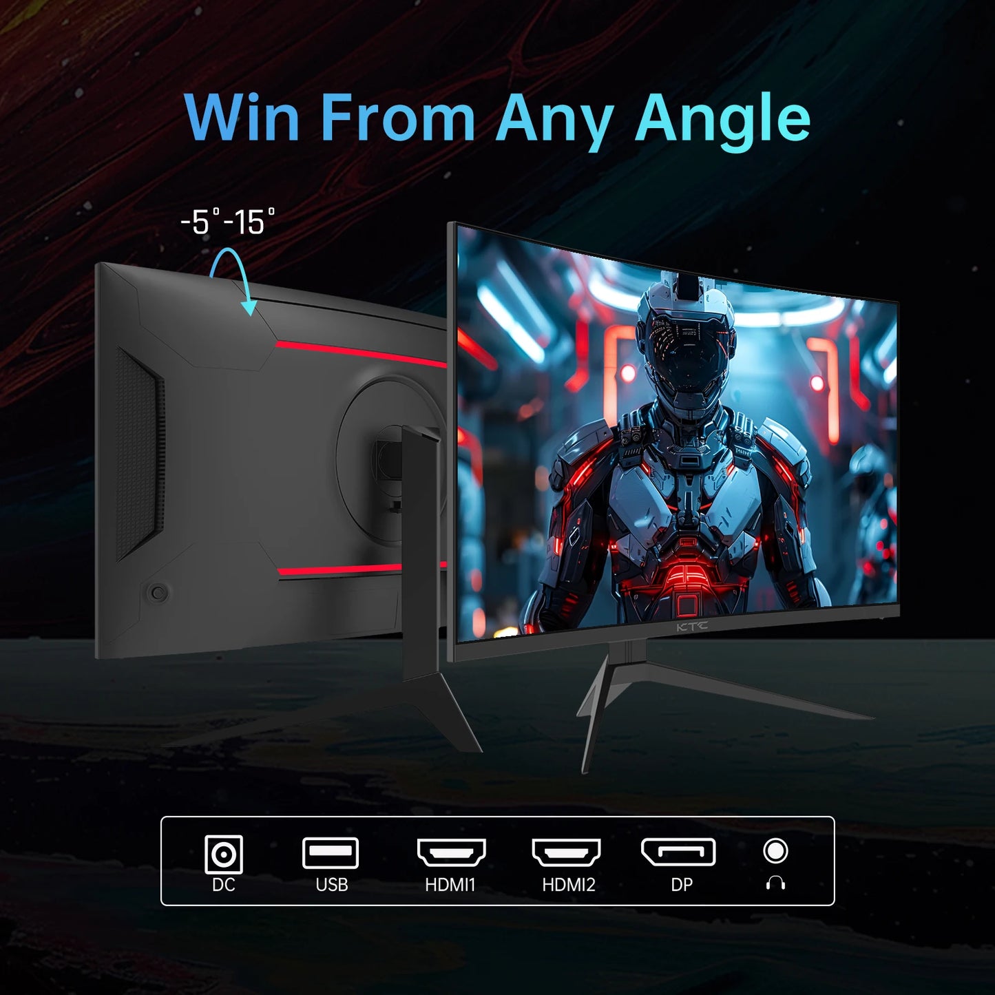 KTC 240Hz Curved Gaming Monitor 1500R 1080P HDR10 Freesync