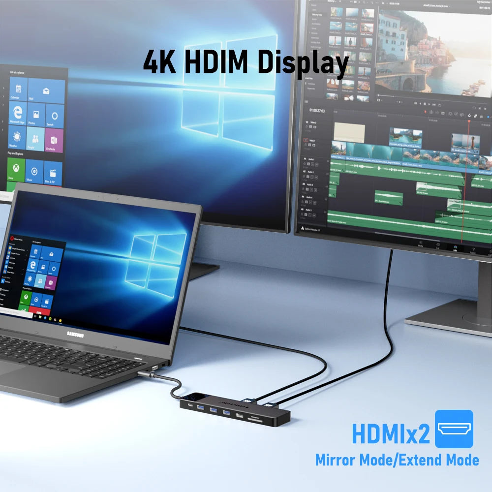 Lemorele 13-in-1 USB-C Dock With 4K HDMI VGA PD100W