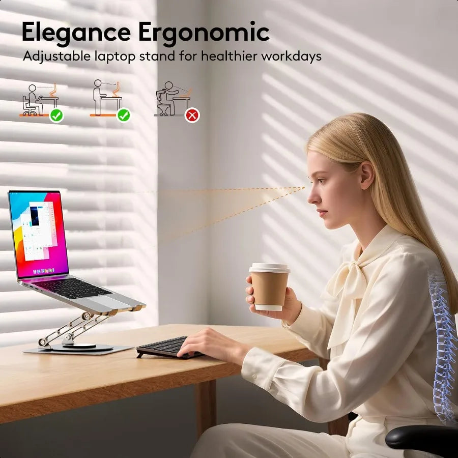 Bo Laptop Stand For Desktop With 360 Rotating Base ErgonomicHeightAdjustableFoldableRiser