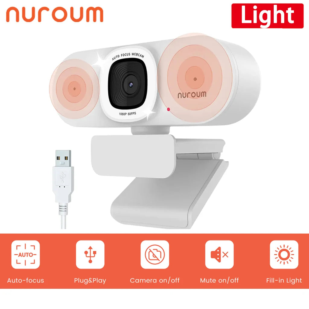 Nuroum V15 AFL 1080P Webcam With Auto Focus Ring Light