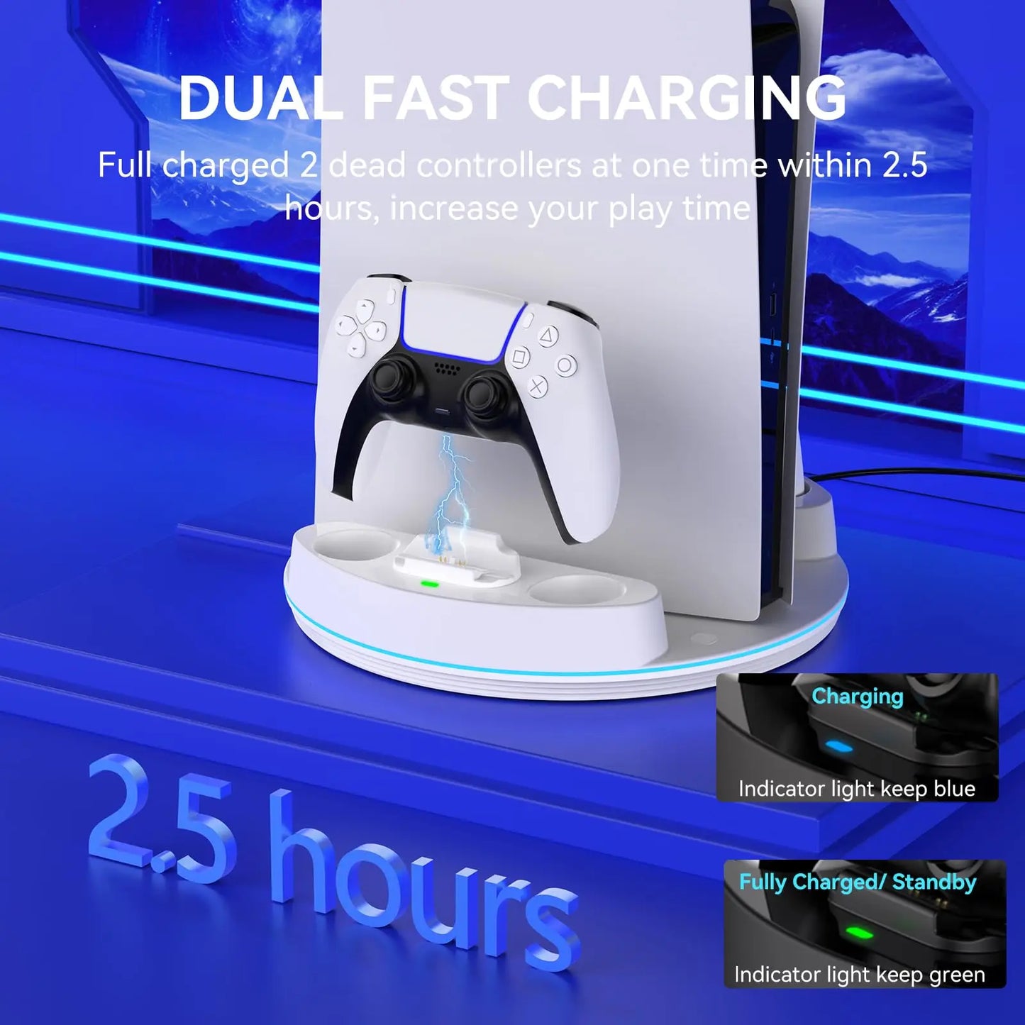 NEWDERY PS5 Charging Station For Disc And Digital Controllers