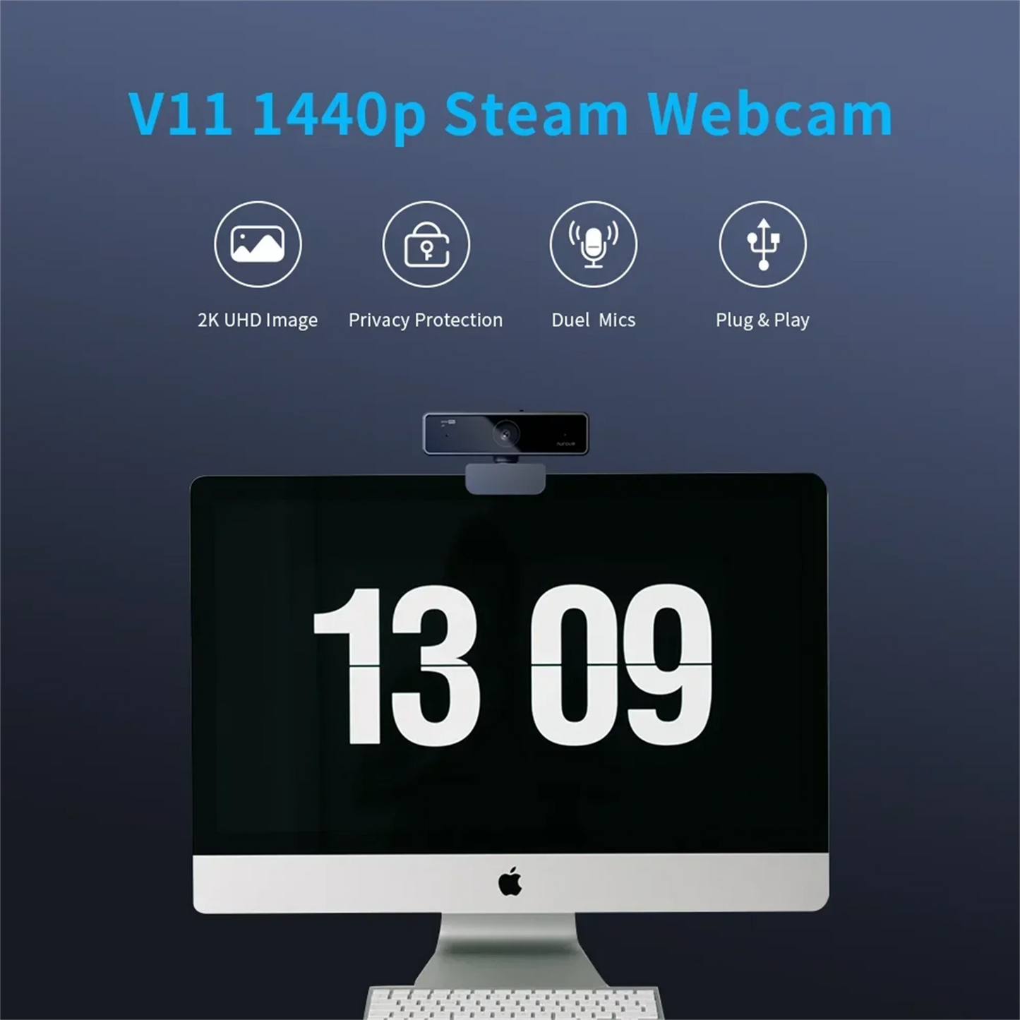 Nuroum V11 2K Webcam 1080P 60FPS USB Plug And Play