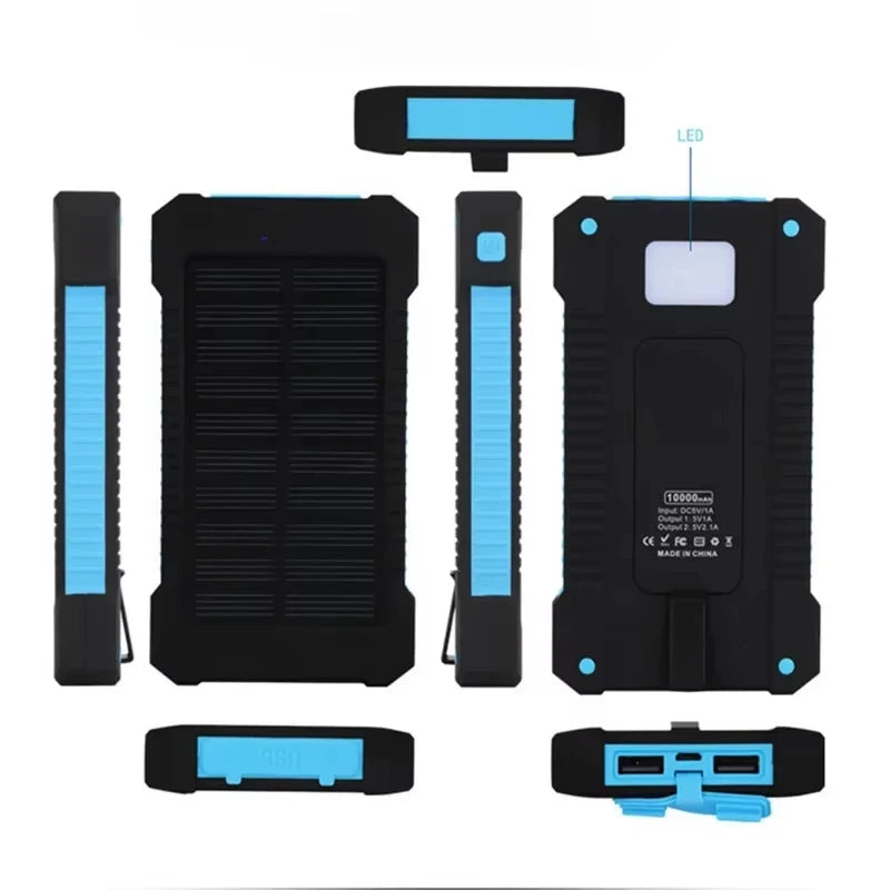 500000mAh Waterproof Solar Power Bank Outdoor Dual USB Charger